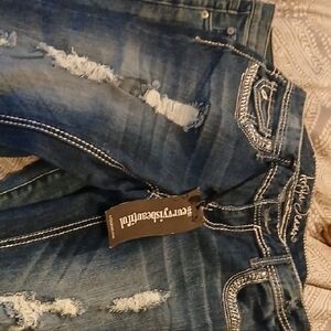 YMI Women's Distressed Dark Blue Skinny Jeans